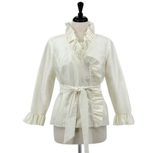 Calvin Klein Satin Ruffled Evening Jacket